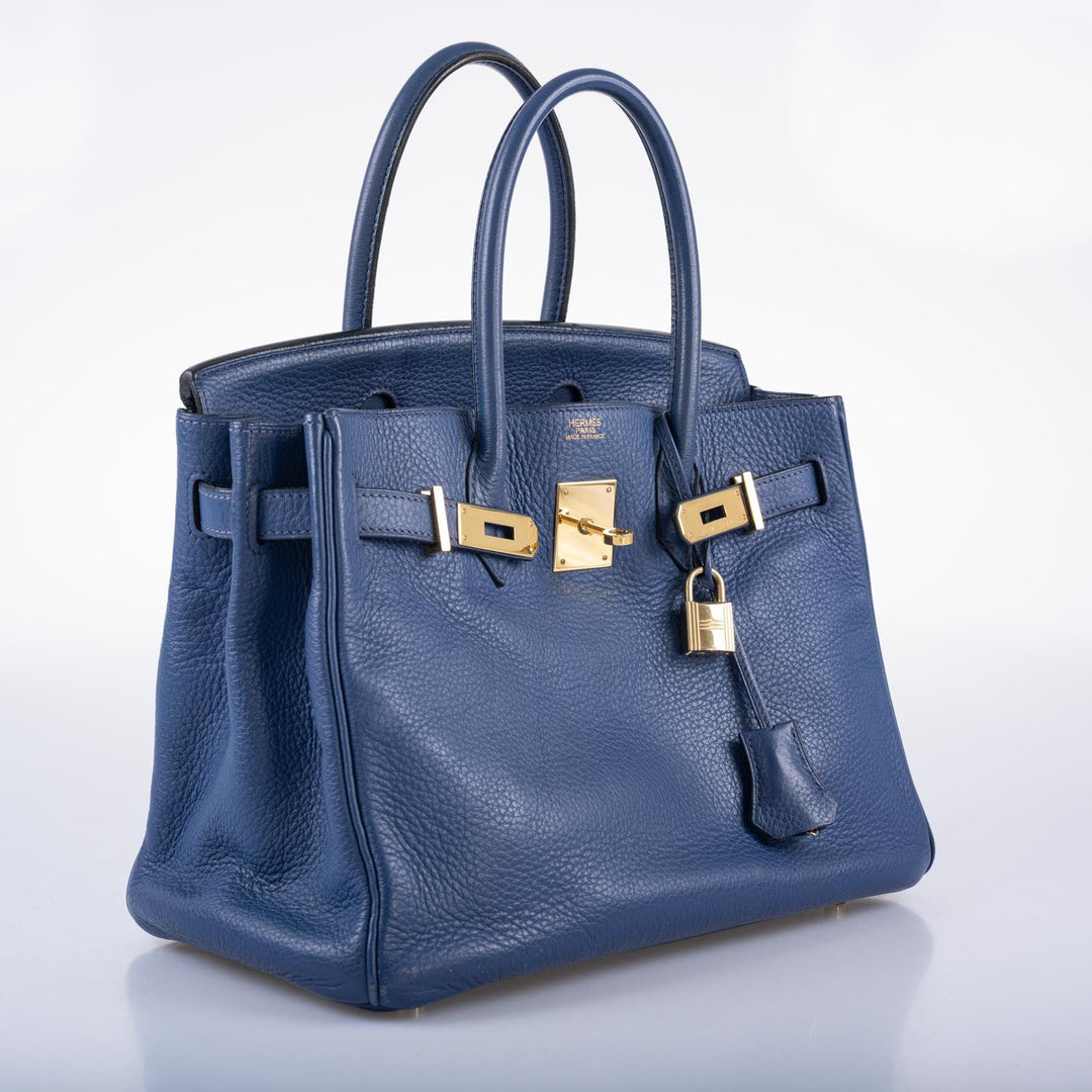 Top quality Hermes Birkin 30 Blue Brighton Clemence with Gold Hardware