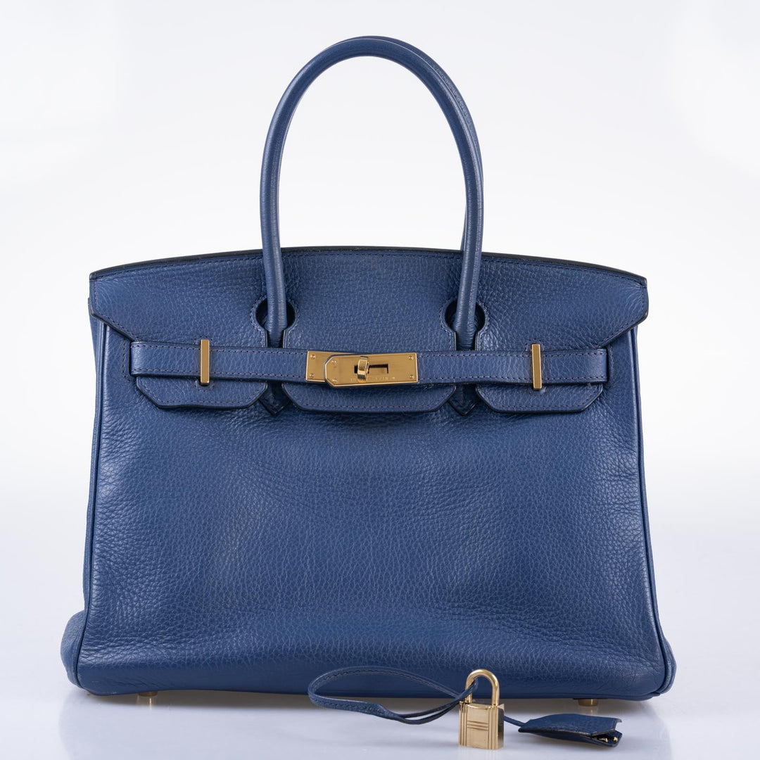 Top quality Hermes Birkin 30 Blue Brighton Clemence with Gold Hardware