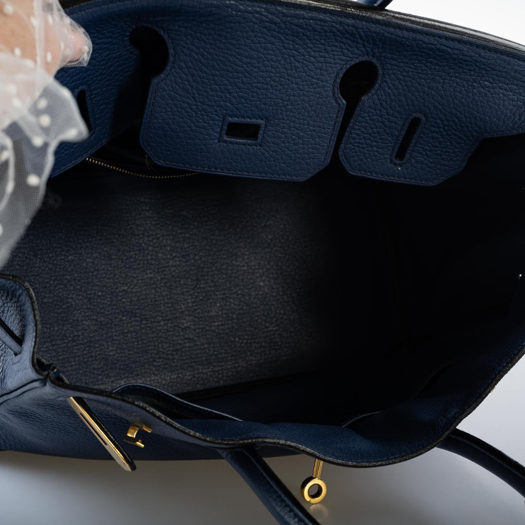 Top quality Hermes Birkin 30 Blue Brighton Clemence with Gold Hardware
