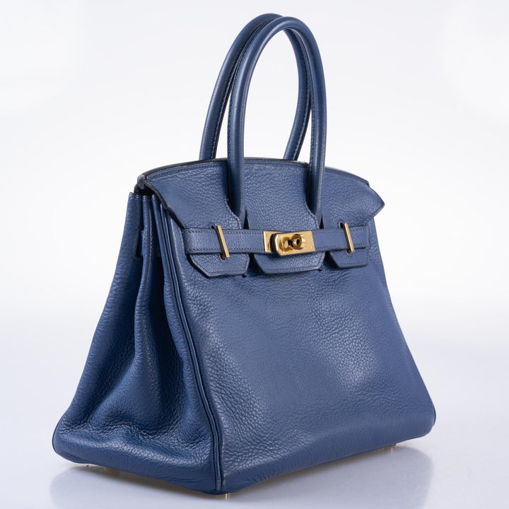 Top quality Hermes Birkin 30 Blue Brighton Clemence with Gold Hardware