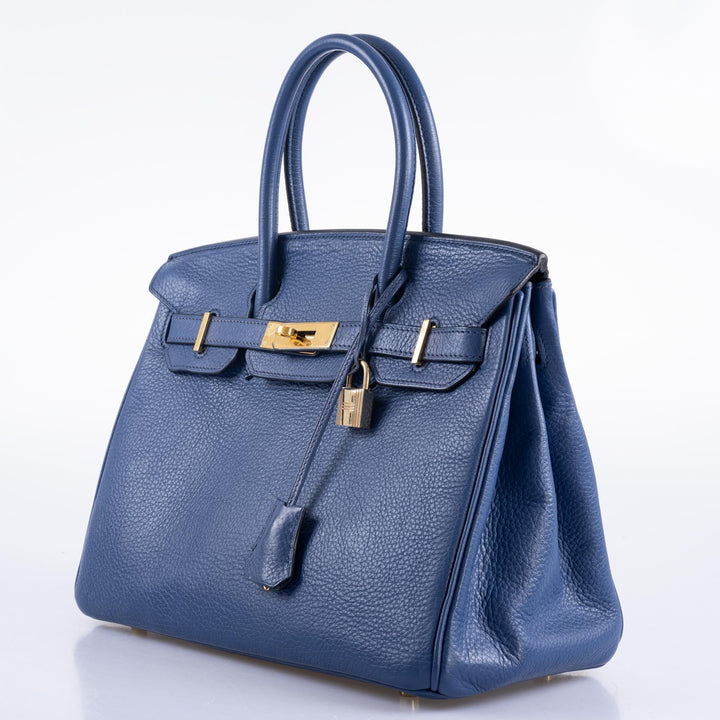 Top quality Hermes Birkin 30 Blue De Galice Clemence with Gold Hardware