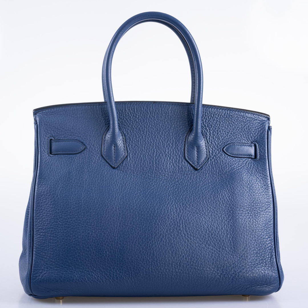 Top quality Hermes Birkin 30 Blue De Galice Clemence with Gold Hardware