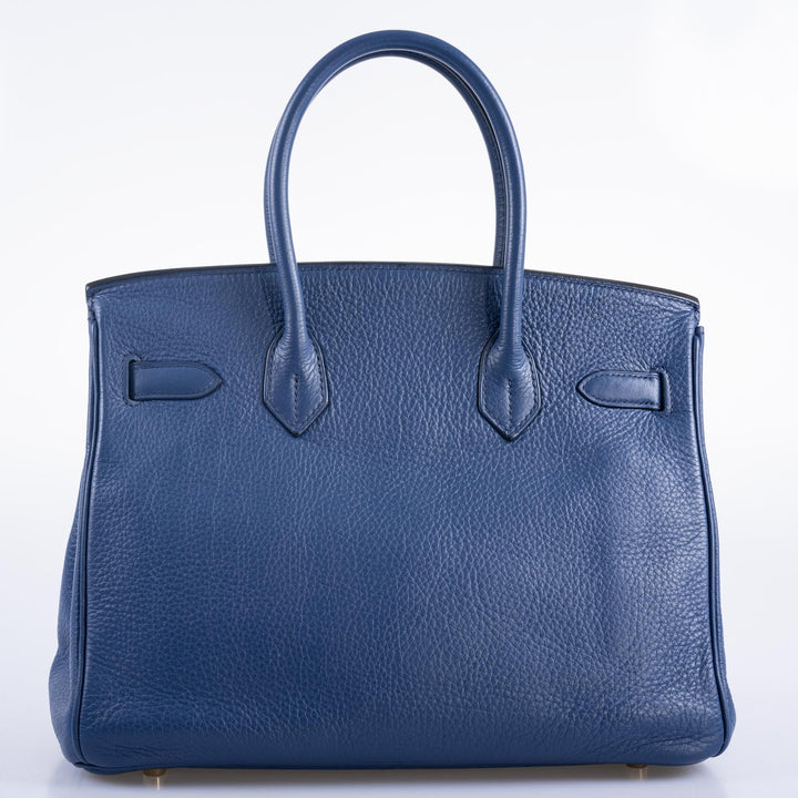 Top quality Hermes Birkin 30 Blue De Galice Clemence with Gold Hardware