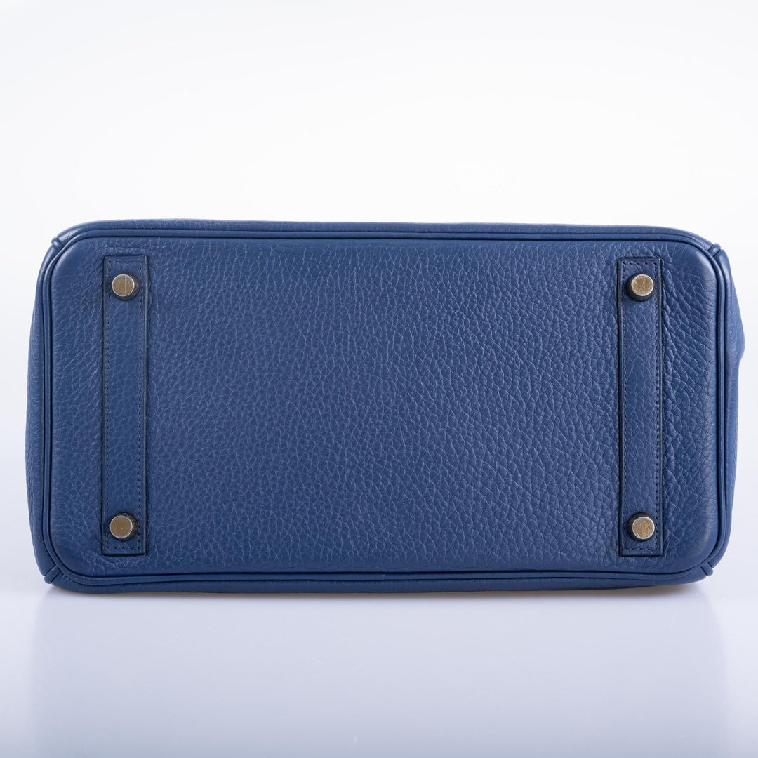 Top quality Hermes Birkin 30 Blue De Galice Clemence with Gold Hardware