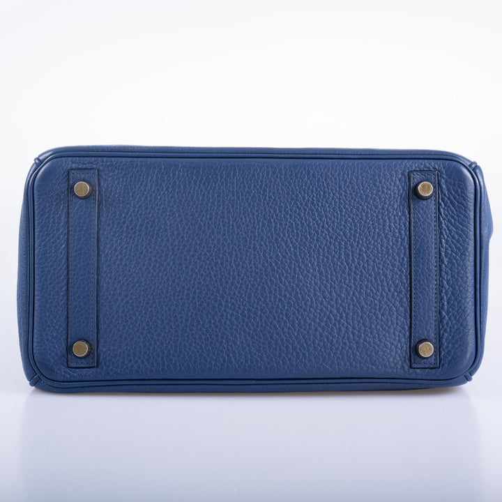Top quality Hermes Birkin 30 Blue De Galice Clemence with Gold Hardware