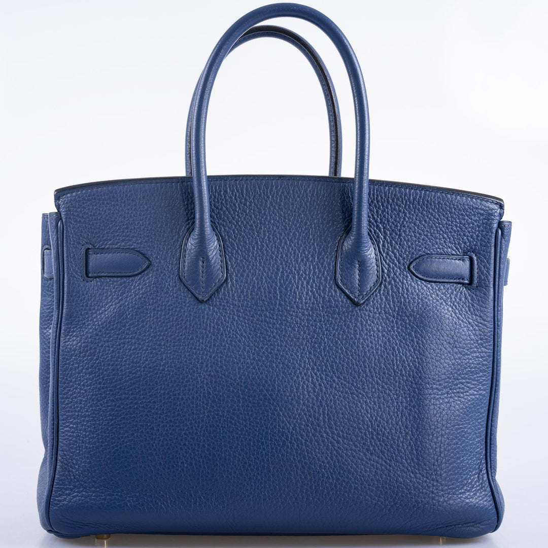 Top quality Hermes Birkin 30 Blue De Galice Clemence with Gold Hardware