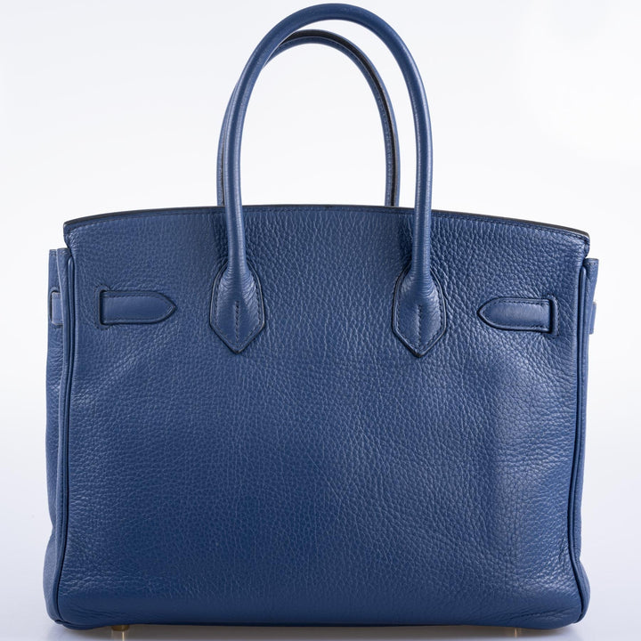 Top quality Hermes Birkin 30 Blue De Galice Clemence with Gold Hardware