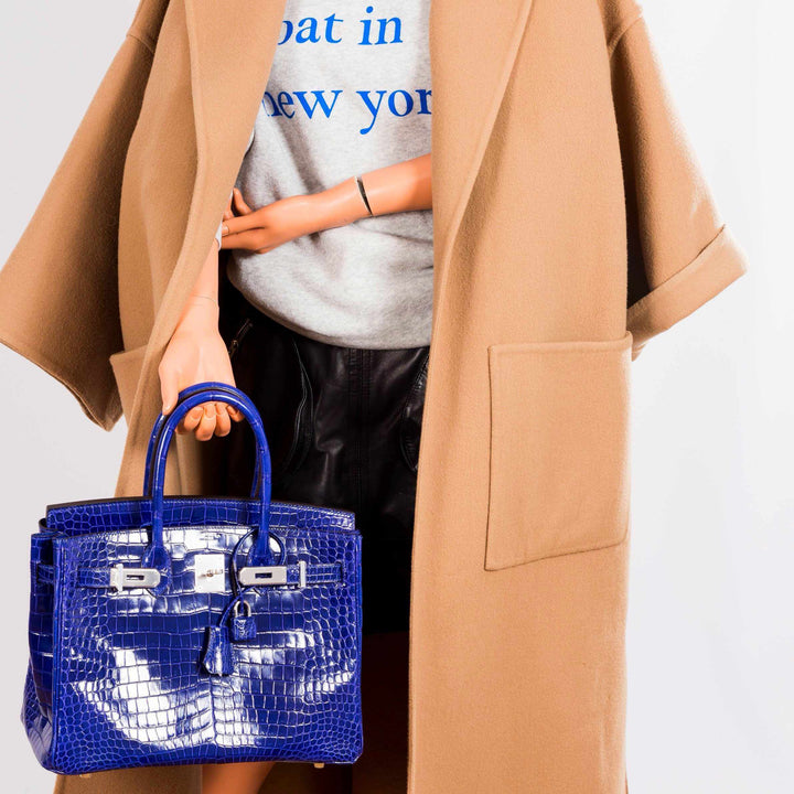 Hermes Birkin 30 Blue Electric Porosus Crocodile Palladium Hardware