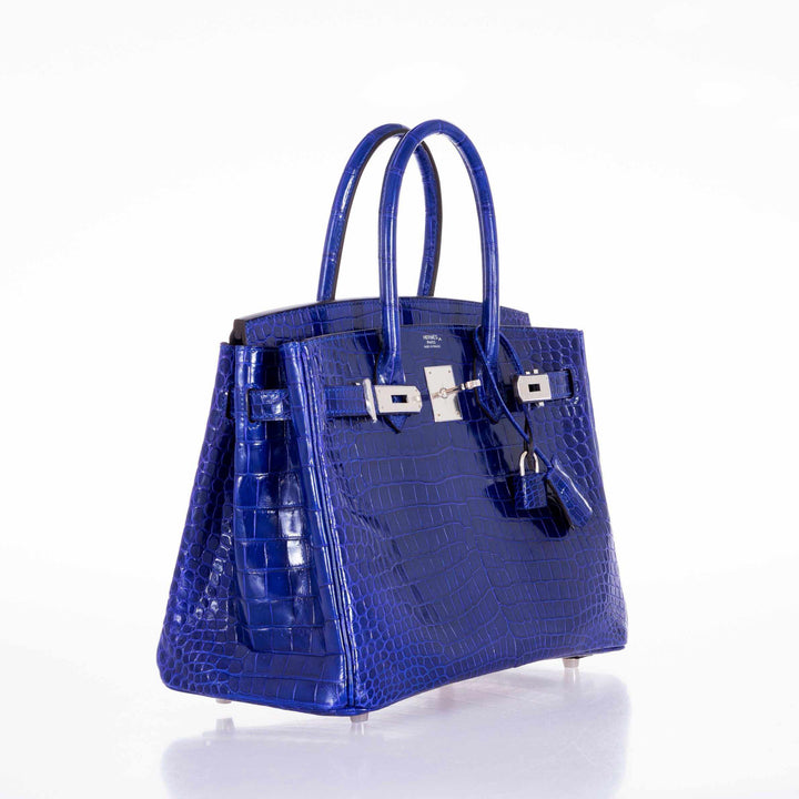 Hermes Birkin 30 Blue Electric Porosus Crocodile Palladium Hardware