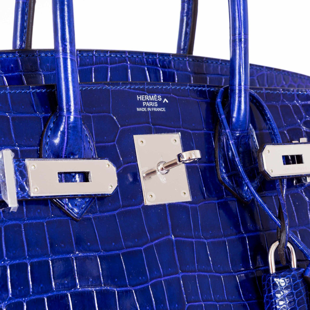 Hermes Birkin 30 Blue Electric Porosus Crocodile Palladium Hardware