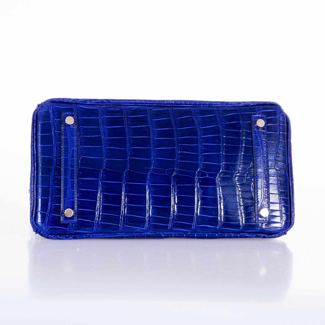 Hermes Birkin 30 Blue Electric Porosus Crocodile Palladium Hardware