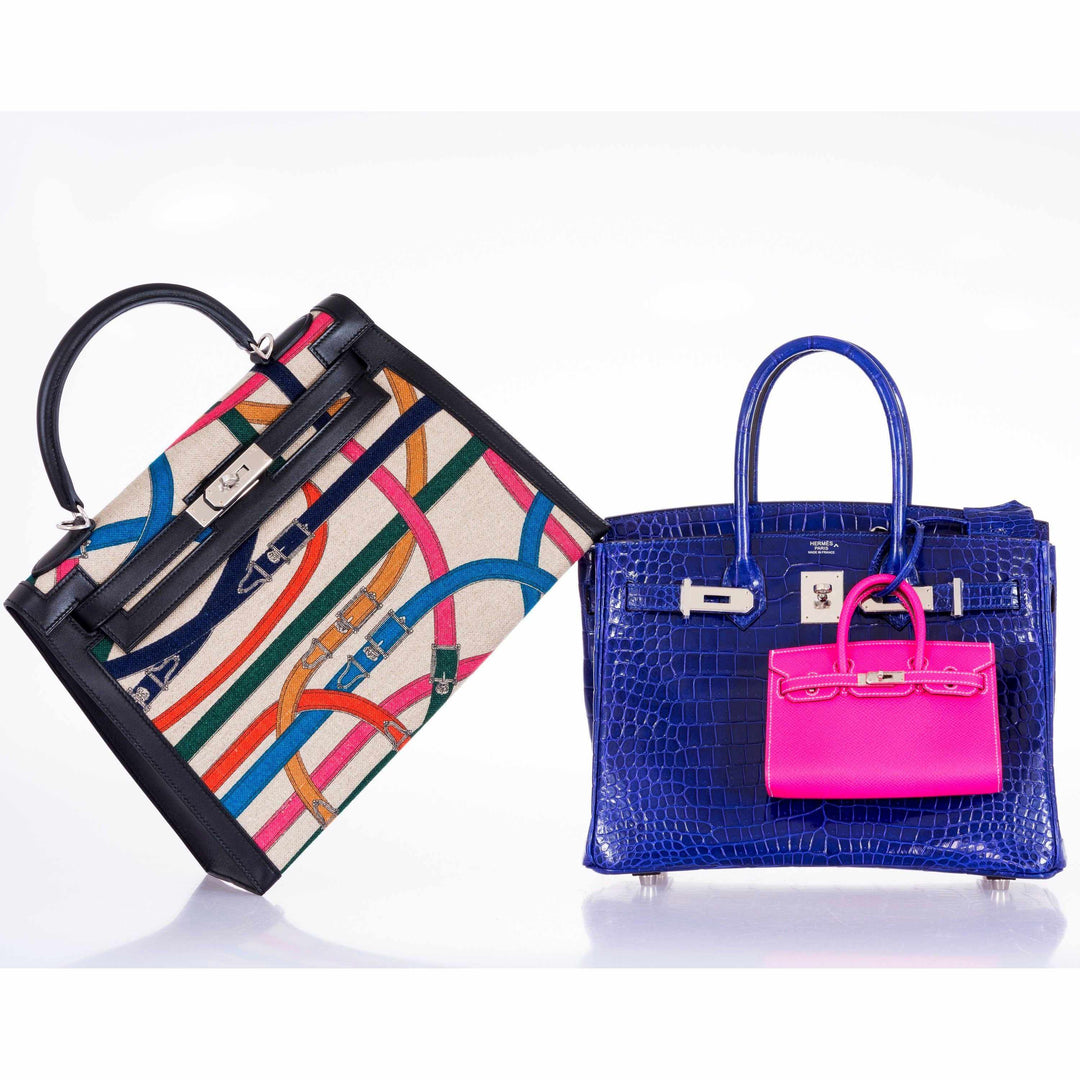 Premium Handmade Hermes Birkin 30 Blue Electric Porosus Crocodile Palladium Hardware