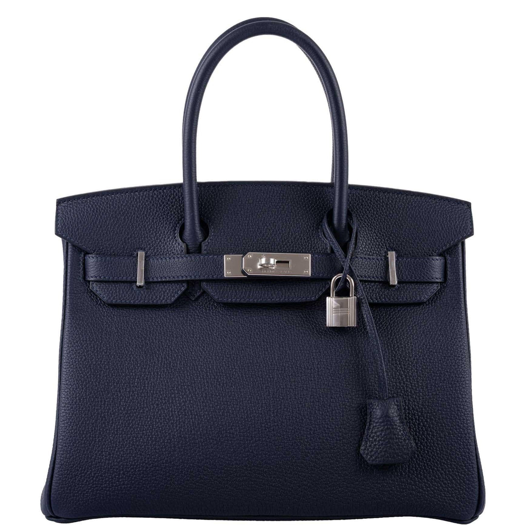 Hermes Birkin 30 Blue Nuit Togo Leather with Palladium Hardware - 2020, Y