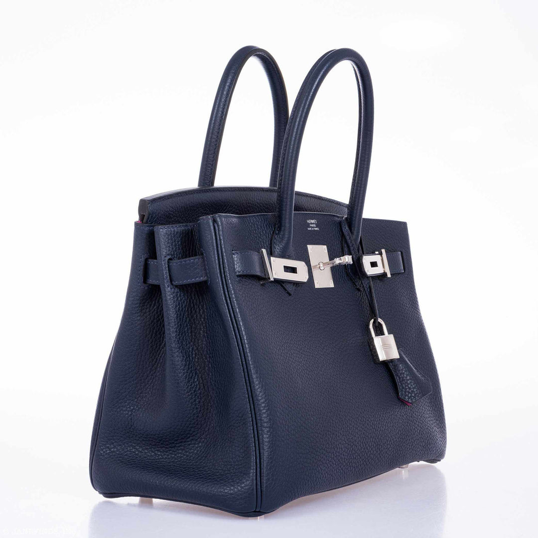 Top quality Hermes Birkin 30 Blue Nuit Verso Rose Pourpre Togo Palladium Hardware - Limited Edition