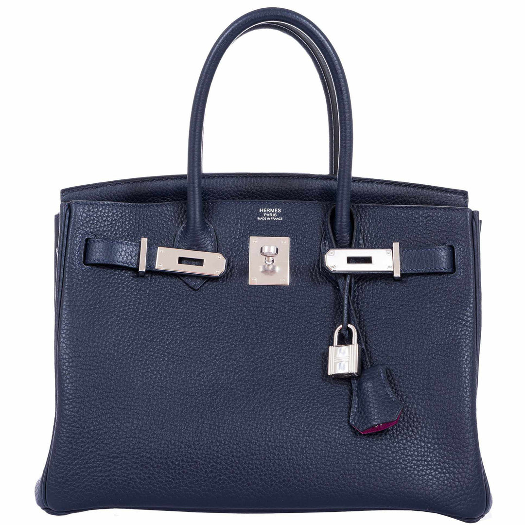 Top quality Hermes Birkin 30 Blue Nuit Verso Rose Pourpre Togo Palladium Hardware - Limited Edition