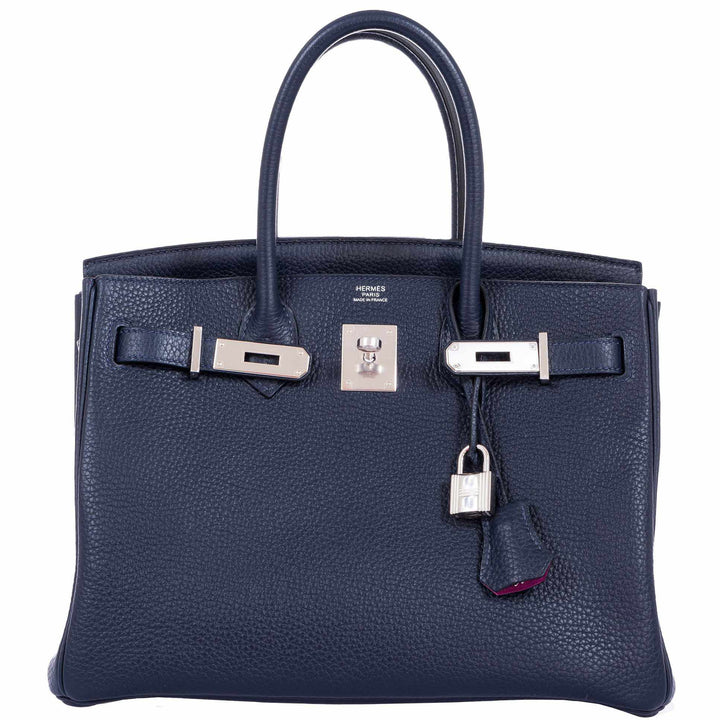Top quality Hermes Birkin 30 Blue Nuit Verso Rose Pourpre Togo Palladium Hardware - Limited Edition