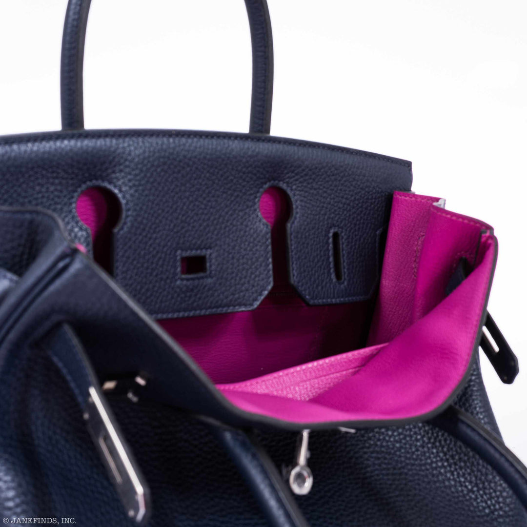 Top quality Hermes Birkin 30 Blue Nuit Verso Rose Pourpre Togo Palladium Hardware - Limited Edition
