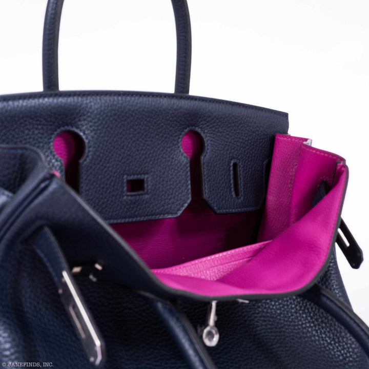 Top quality Hermes Birkin 30 Blue Nuit Verso Rose Pourpre Togo Palladium Hardware - Limited Edition