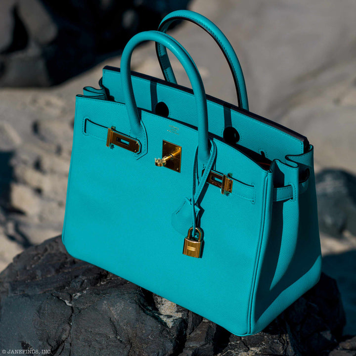 Top quality Hermes Birkin 30 Blue Paon Epsom Gold Hardware