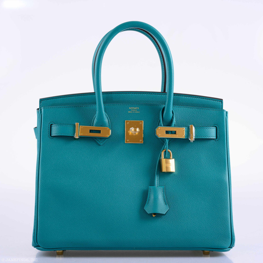Top quality Hermes Birkin 30 Blue Paon Epsom Gold Hardware