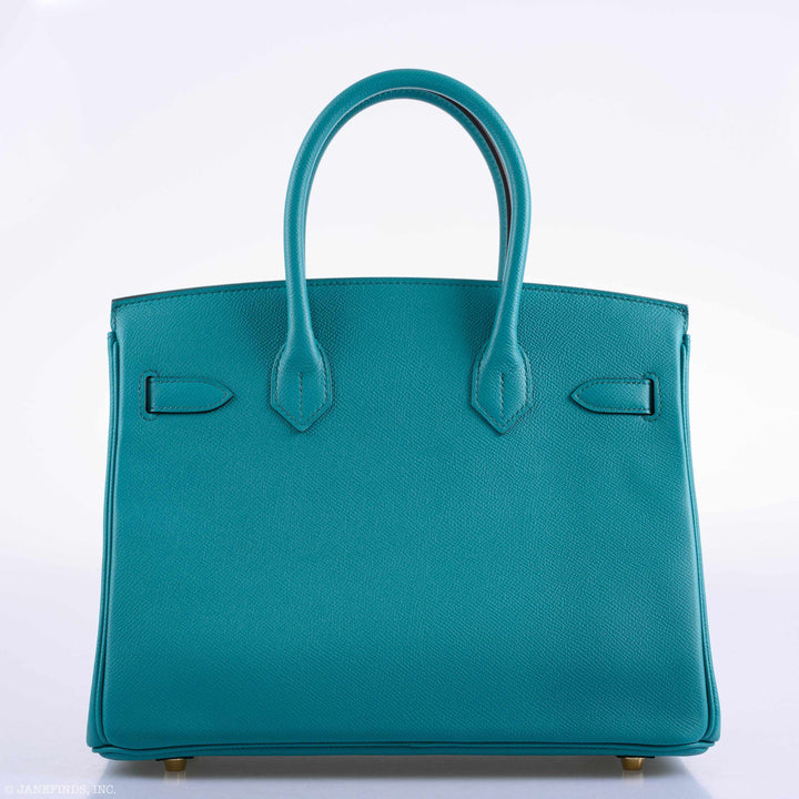 Top quality Hermes Birkin 30 Blue Paon Epsom Gold Hardware