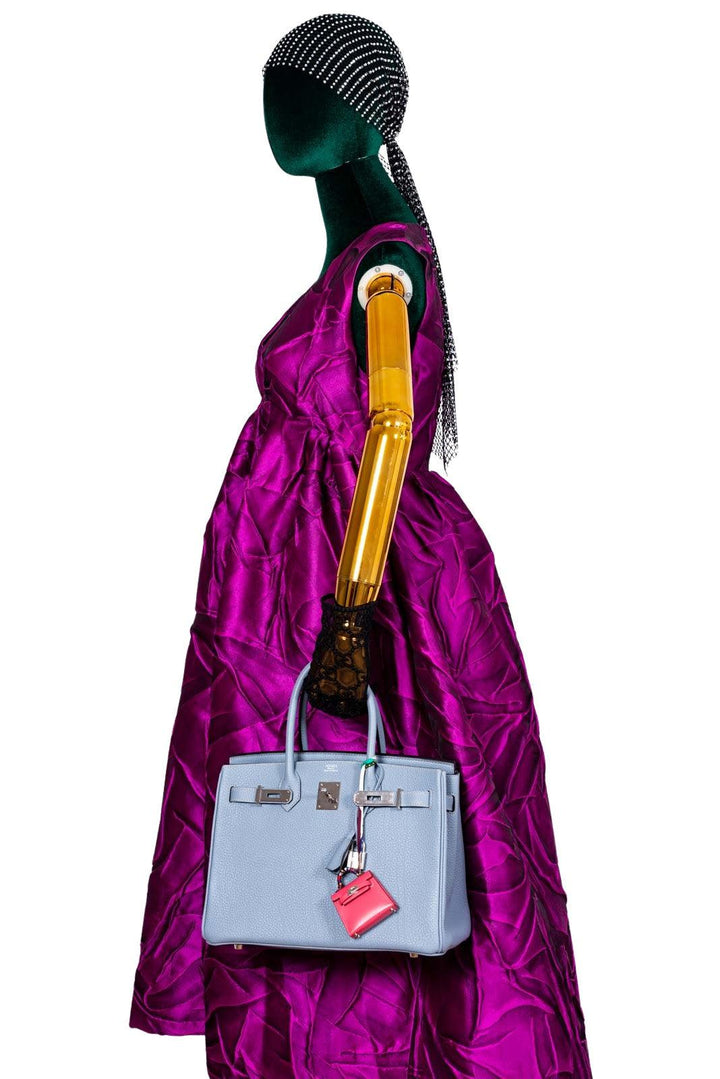 Top quality Hermes Birkin 30 Blue Saint Cyr Clemence Palladium Hardware