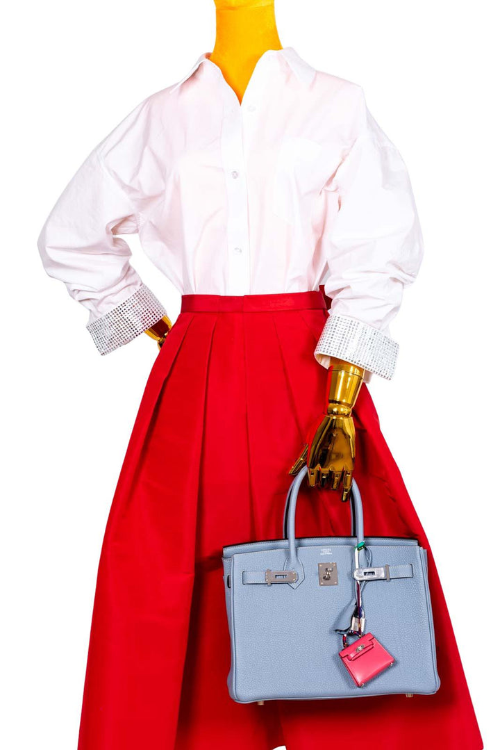 Top quality Hermes Birkin 30 Blue Saint Cyr Clemence Palladium Hardware