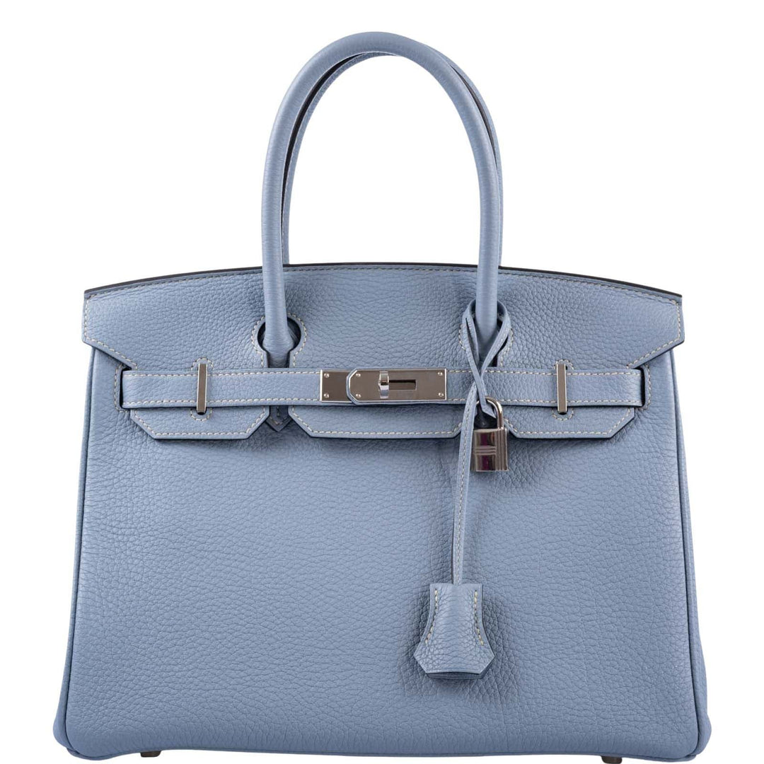 Hermes Birkin 30 Blue Saint Cyr Clemence Palladium Hardware