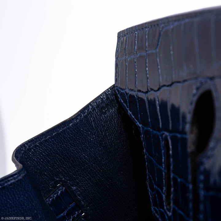 Hermes Birkin 30 Blue Saphir Semi-Matte Niloticus Crocodile Gold Hardware