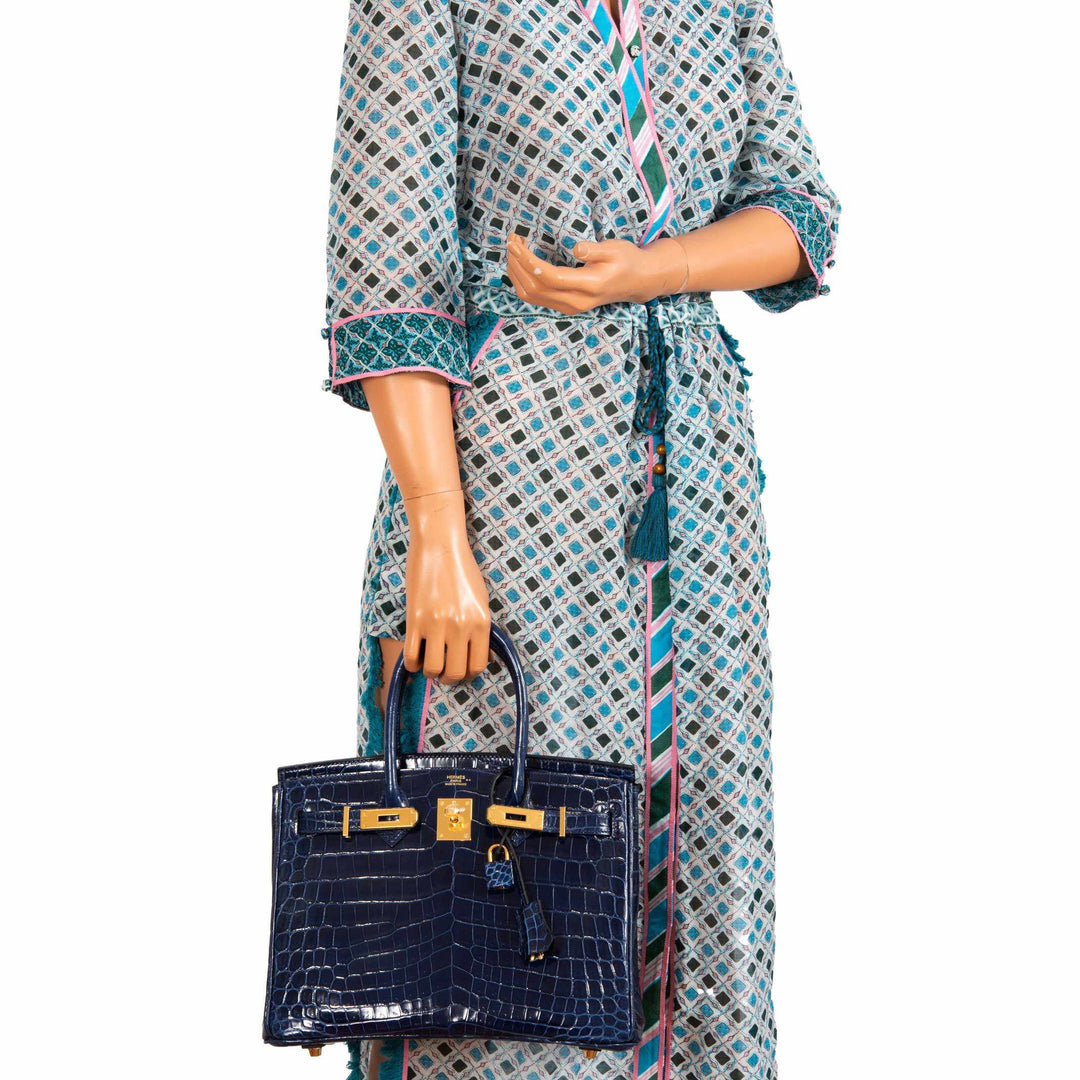 Hermes Birkin 30 Blue Saphir Semi-Matte Niloticus Crocodile Gold Hardware