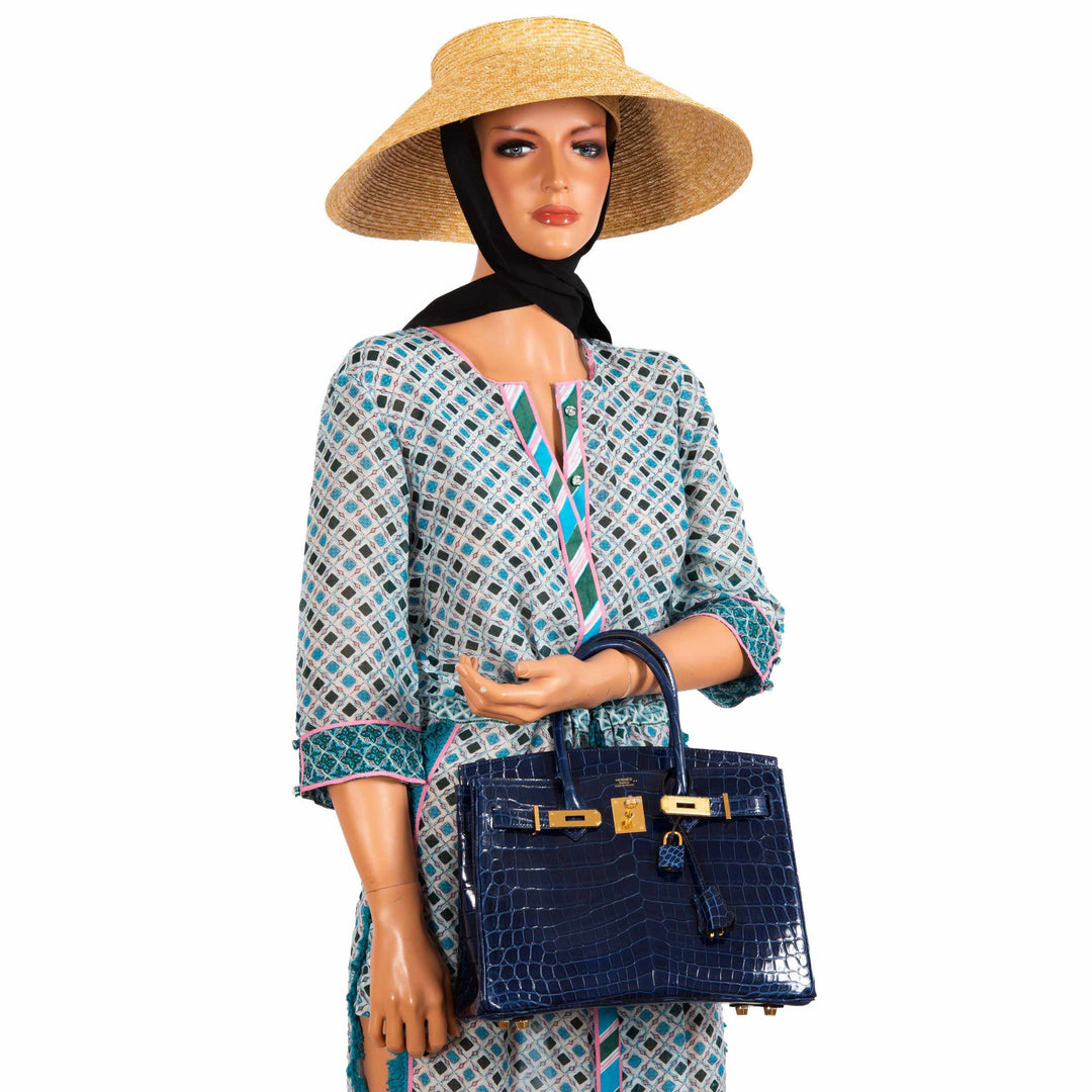Hermes Birkin 30 Blue Saphir Semi-Matte Niloticus Crocodile Gold Hardware