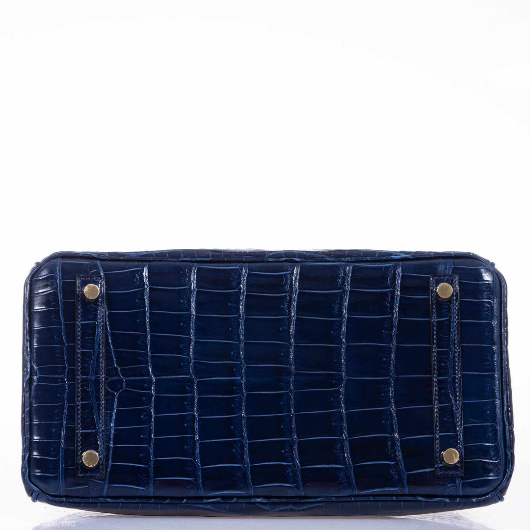 Hermes Birkin 30 Blue Saphir Semi-Matte Niloticus Crocodile Gold Hardware