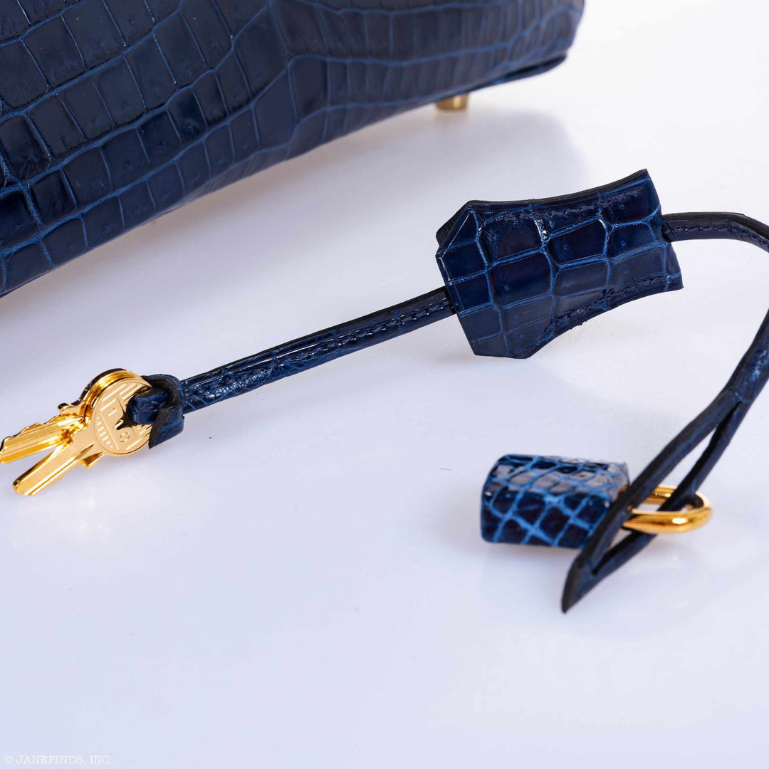 Hermes Birkin 30 Blue Saphir Semi-Matte Niloticus Crocodile Gold Hardware