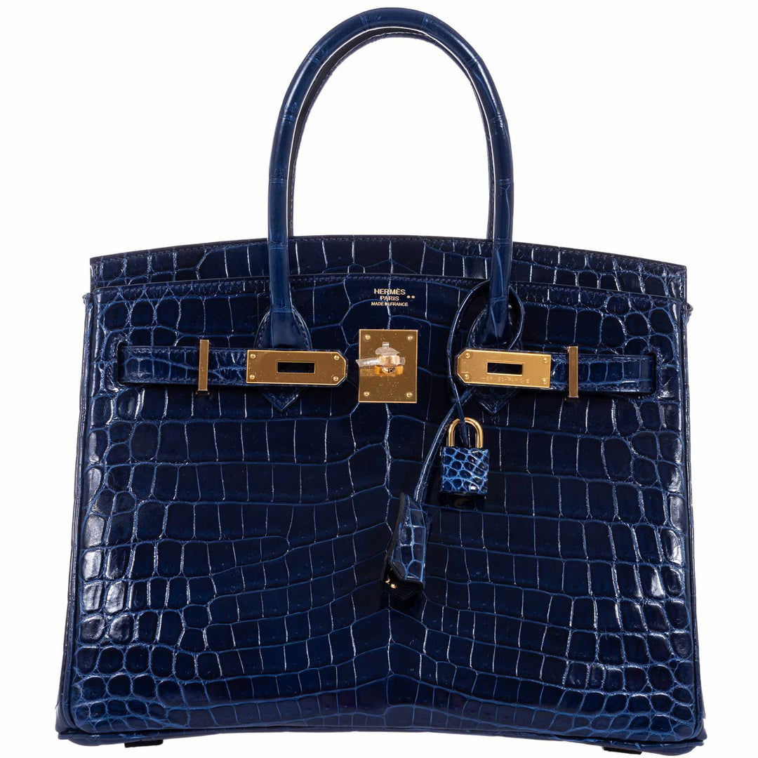 Hermes Birkin 30 Blue Saphir Semi-Matte Niloticus Crocodile Gold Hardware
