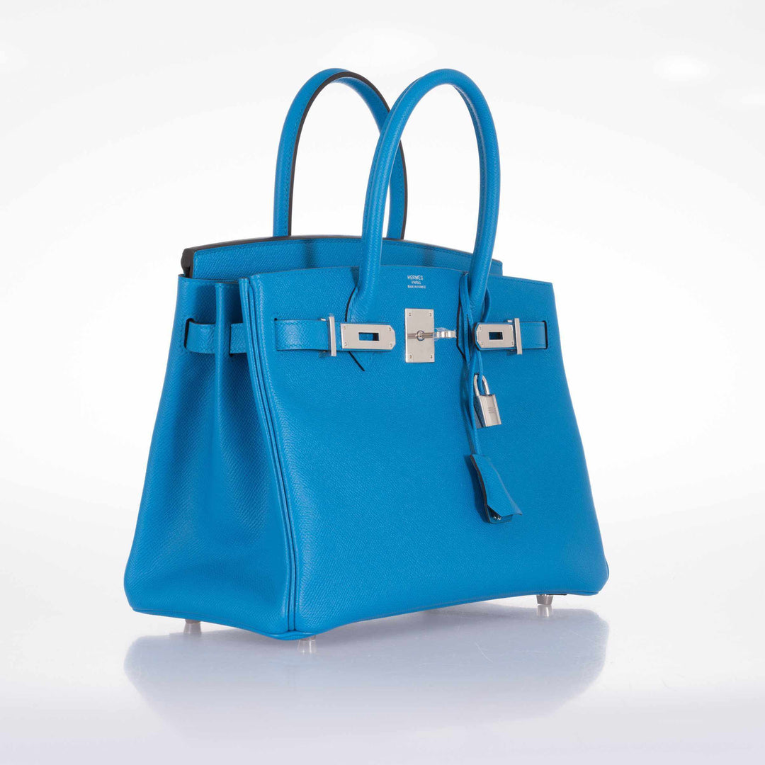 Top quality Hermes Birkin 30 Blue Zanzibar Epsom Palladium Hardware