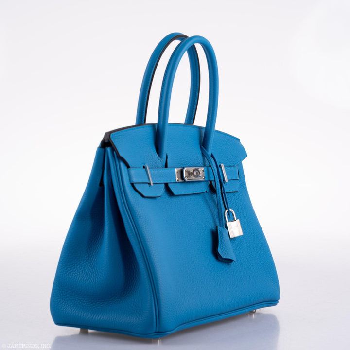 Top quality Hermes Birkin 30 Blue Zanzibar Togo with Palladium Hardware - 2020, Y