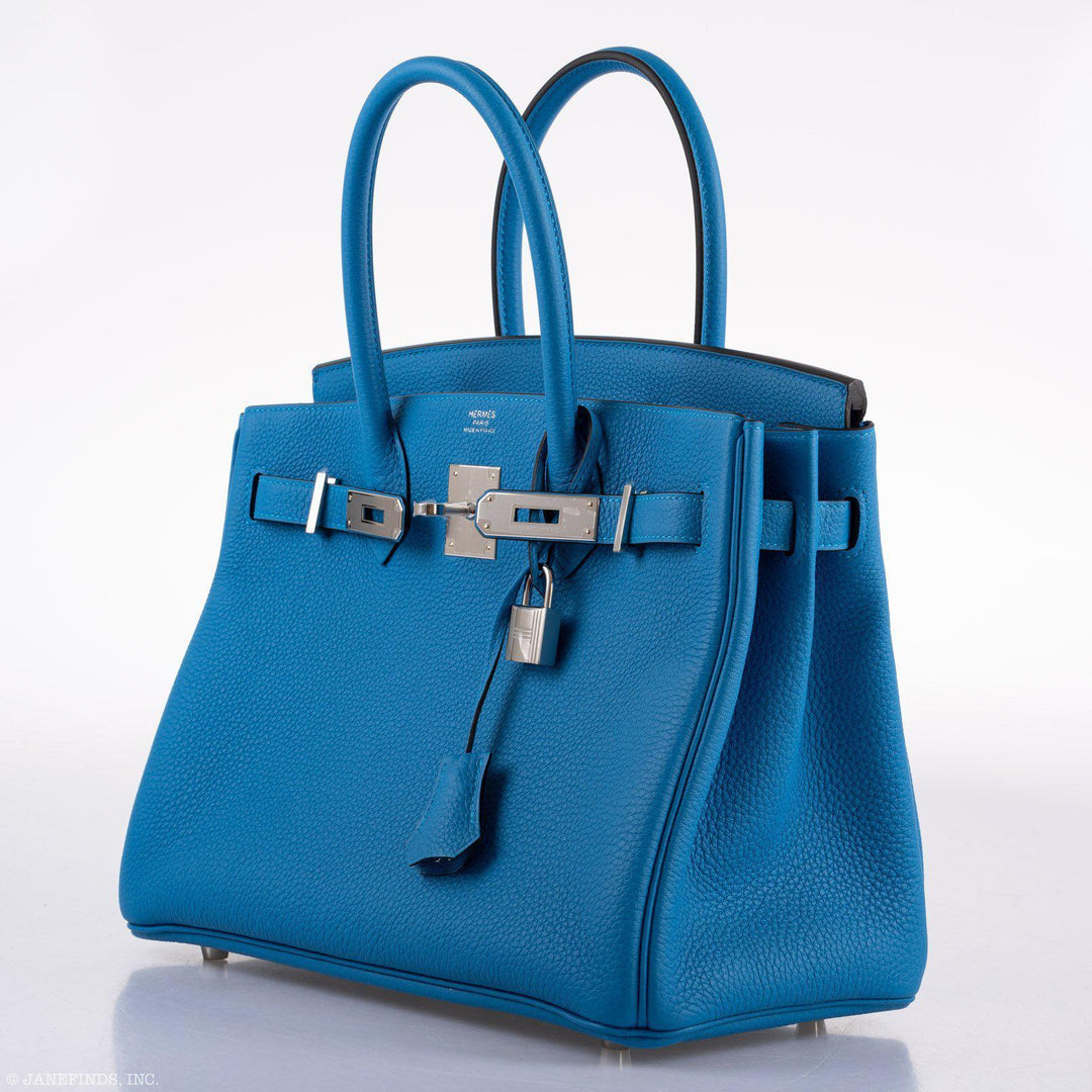 Top quality Hermes Birkin 30 Blue Zanzibar Togo with Palladium Hardware - 2020, Y