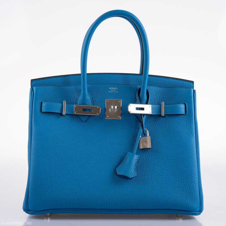 Top quality Hermes Birkin 30 Blue Zanzibar Togo with Palladium Hardware - 2020, Y