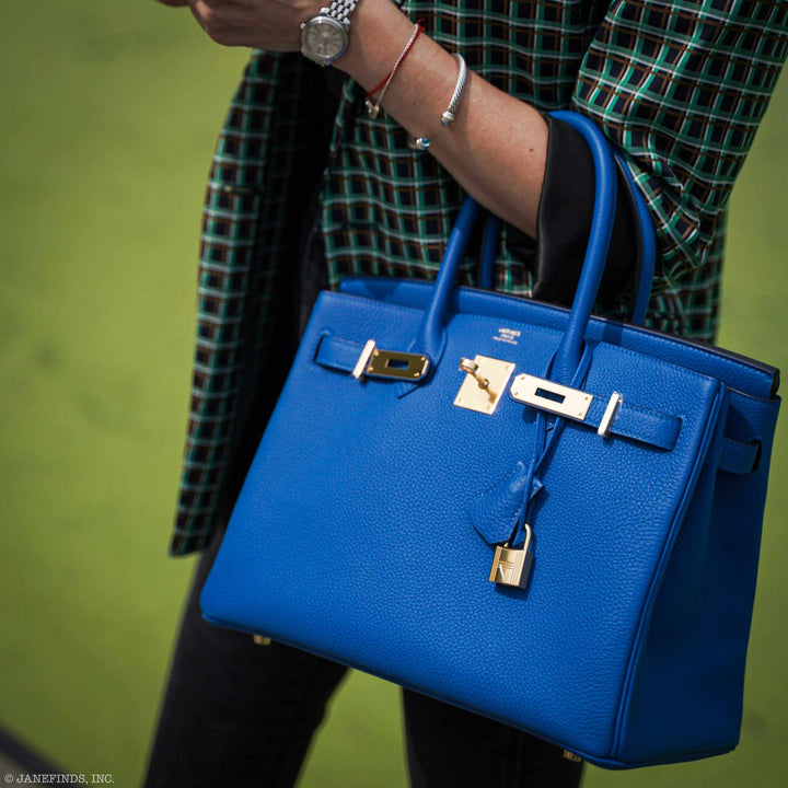 Top quality Hermes Birkin 30 Blue Zellige Togo Gold Hardware