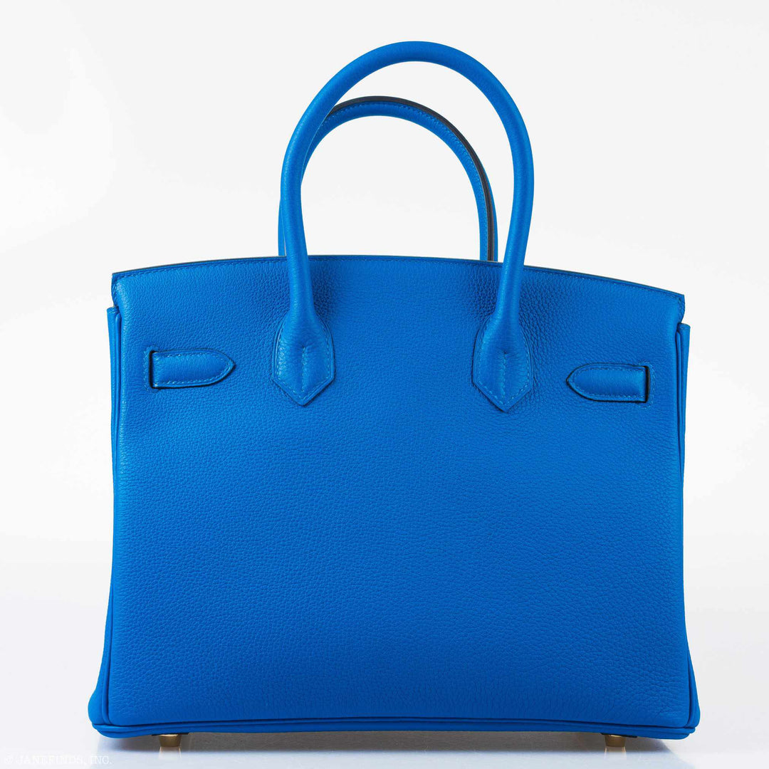Top quality Hermes Birkin 30 Blue Zellige Togo Gold Hardware