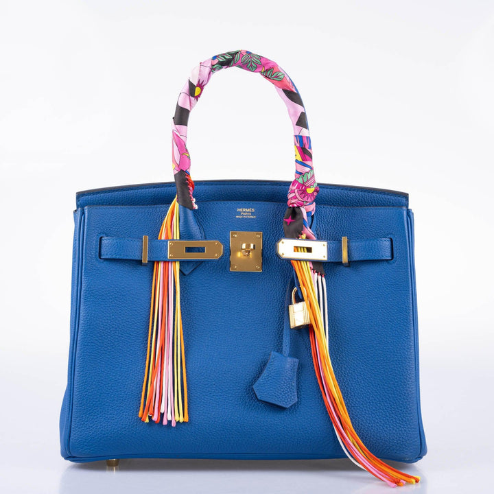 Top quality Hermes Birkin 30 Blue Zellige Togo with Gold Hardware