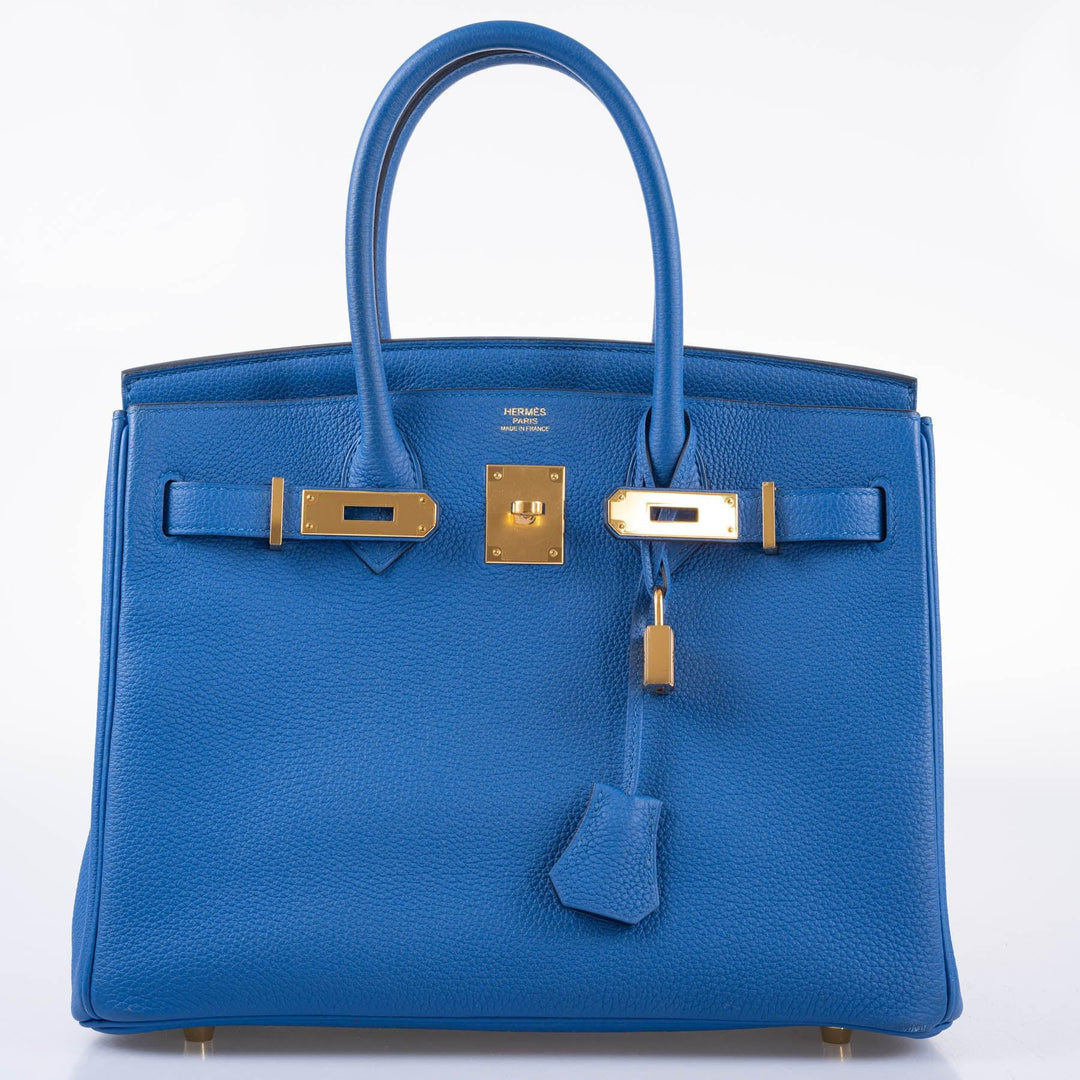 Top quality Hermes Birkin 30 Blue Zellige Togo with Gold Hardware