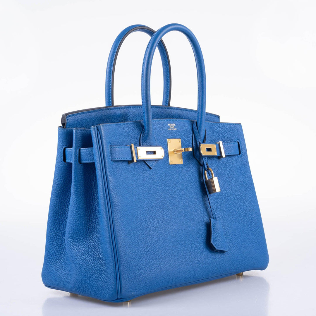 Top quality Hermes Birkin 30 Blue Zellige Togo with Gold Hardware