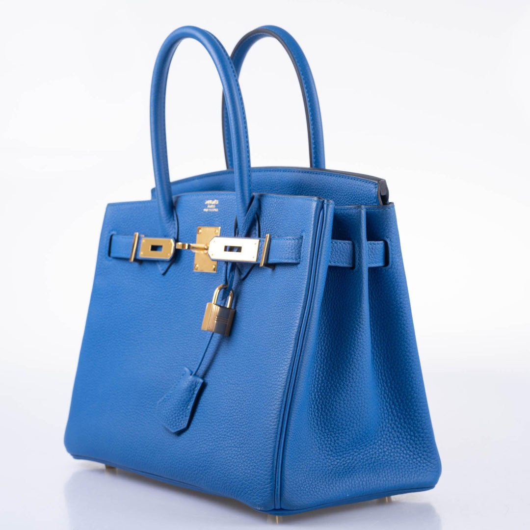 Top quality Hermes Birkin 30 Blue Zellige Togo with Gold Hardware