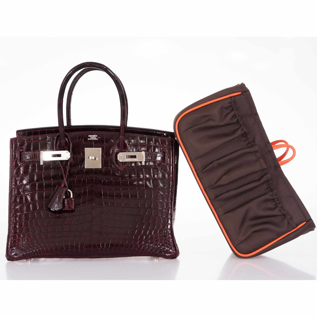 Premium Handmade Hermes Birkin 30 Bordeaux Niloticus Crocodile Palladium Hardware