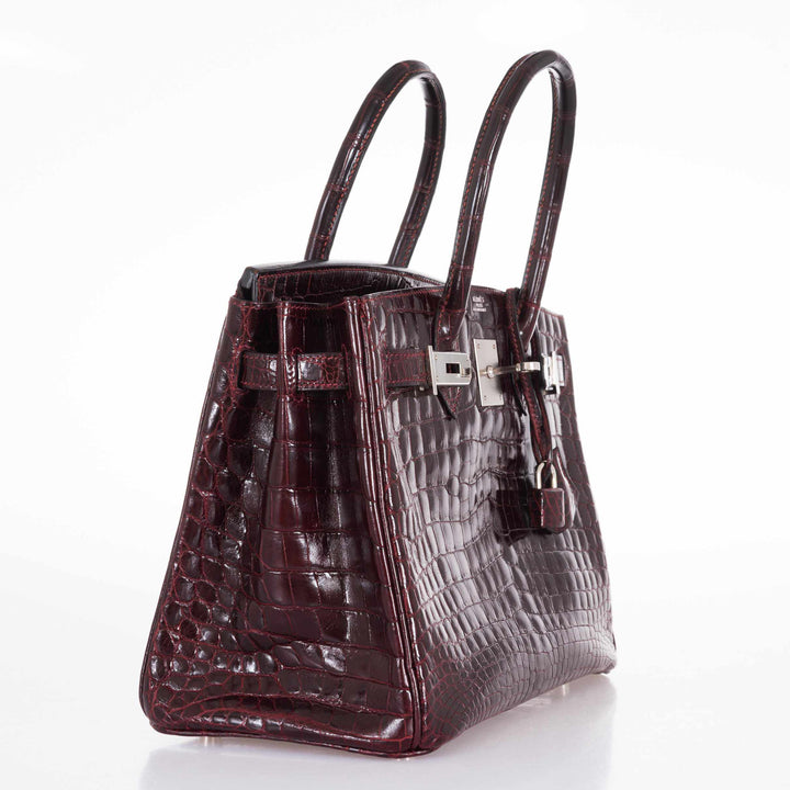 Hermes Birkin 30 Bordeaux Niloticus Crocodile Palladium Hardware