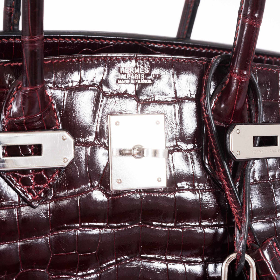 Hermes Birkin 30 Bordeaux Niloticus Crocodile Palladium Hardware