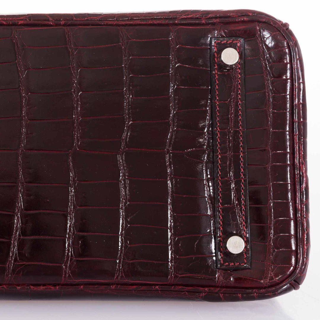 Premium Handmade Hermes Birkin 30 Bordeaux Niloticus Crocodile Palladium Hardware