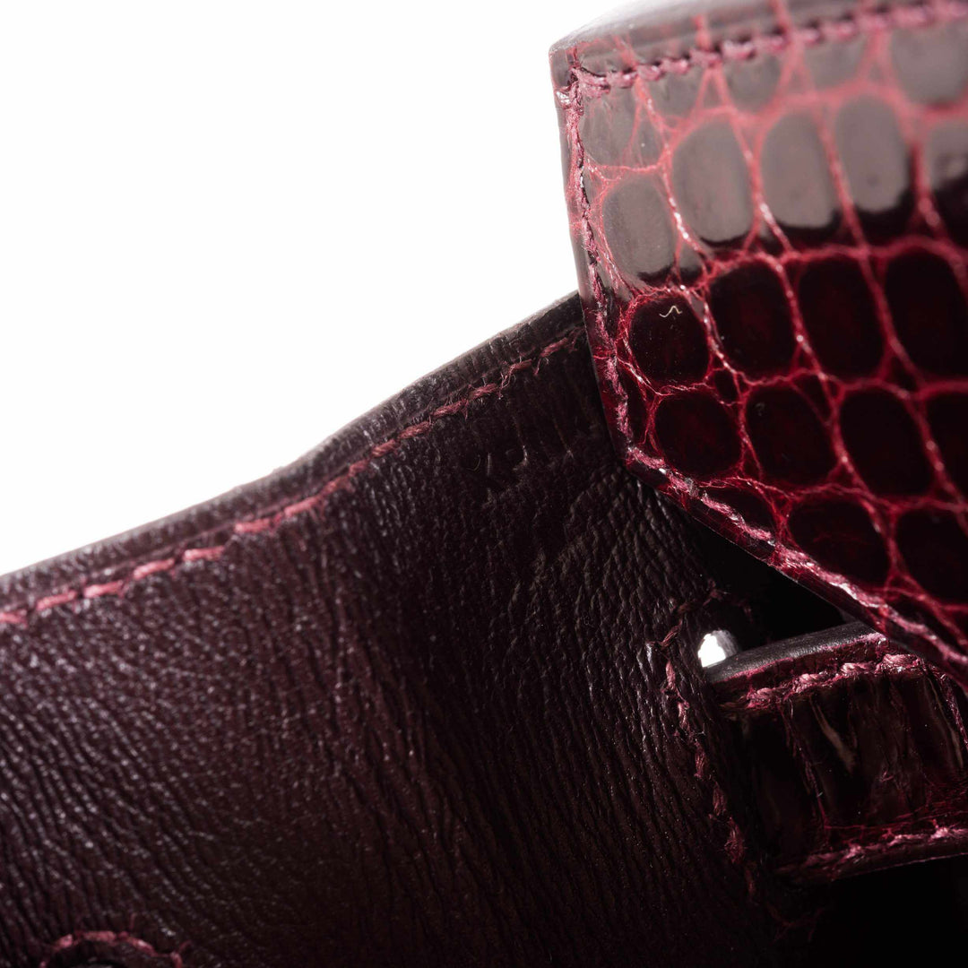 Hermes Birkin 30 Bordeaux Porosus Crocodile Gold Hardware