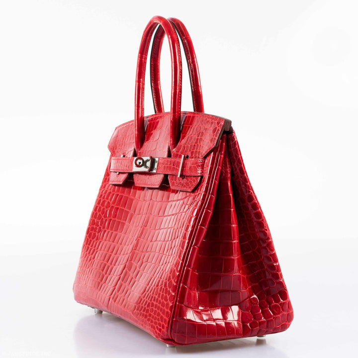 Hermes Birkin 30 Braise Porosus Crocodile Palladium Hardware